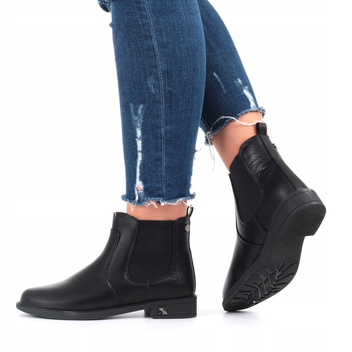 BOTKI DAMSKIE BUTY SZTYBLETY ELEGANCKIE PŁASKIE Kod producenta G-261Y