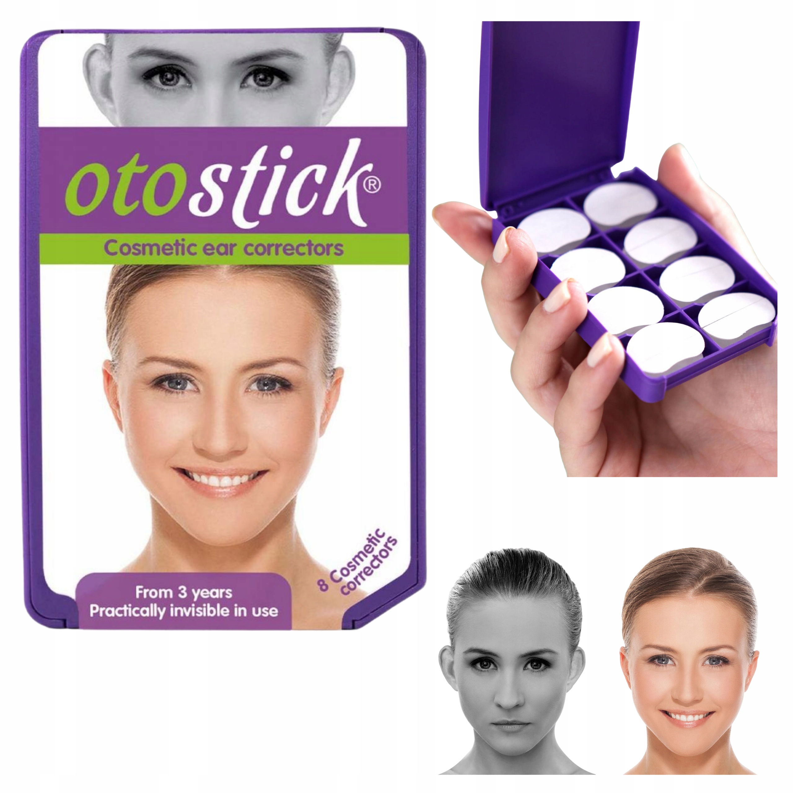 Otostick Korektory Uszu Odstające Uszy 8szt Polska Plastry Transparentne