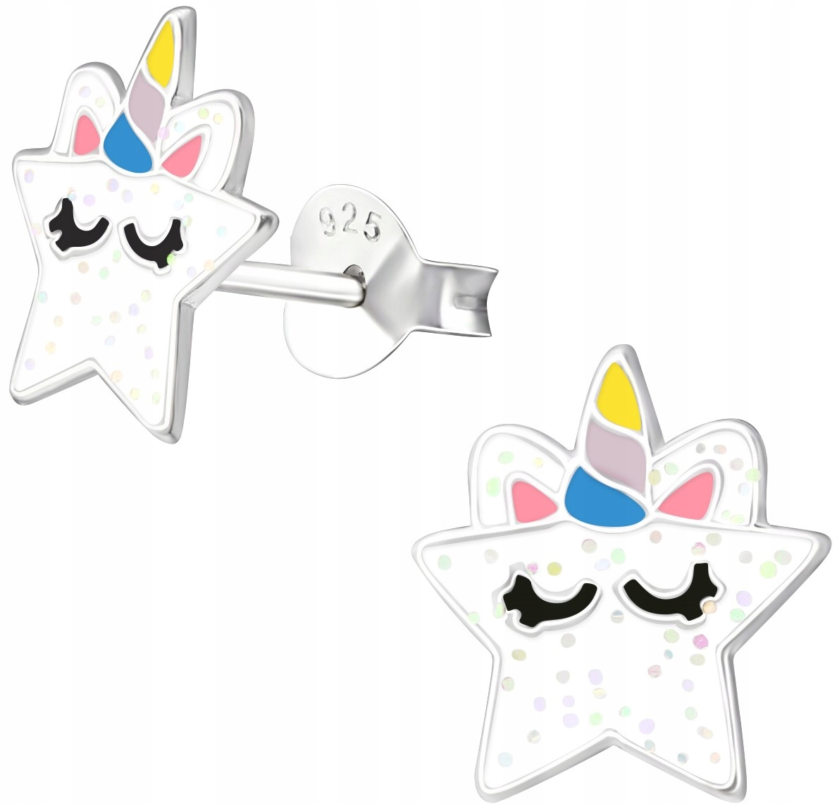 

Kolczyki Srebrne Jednorożce Gwiazdki 925