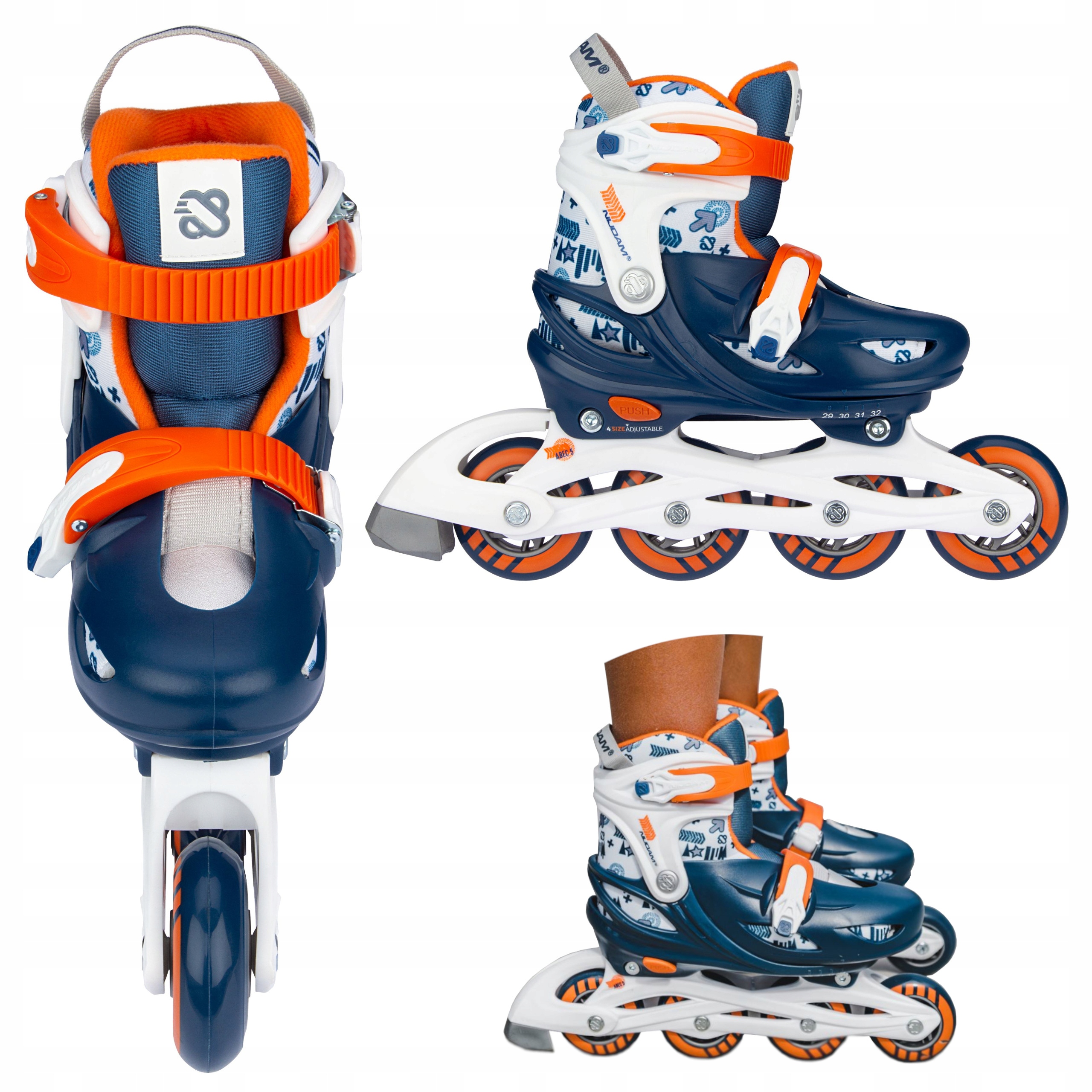 Rolki dla dzieci regulowane 2 szybkie klamry Nijdam 29-32