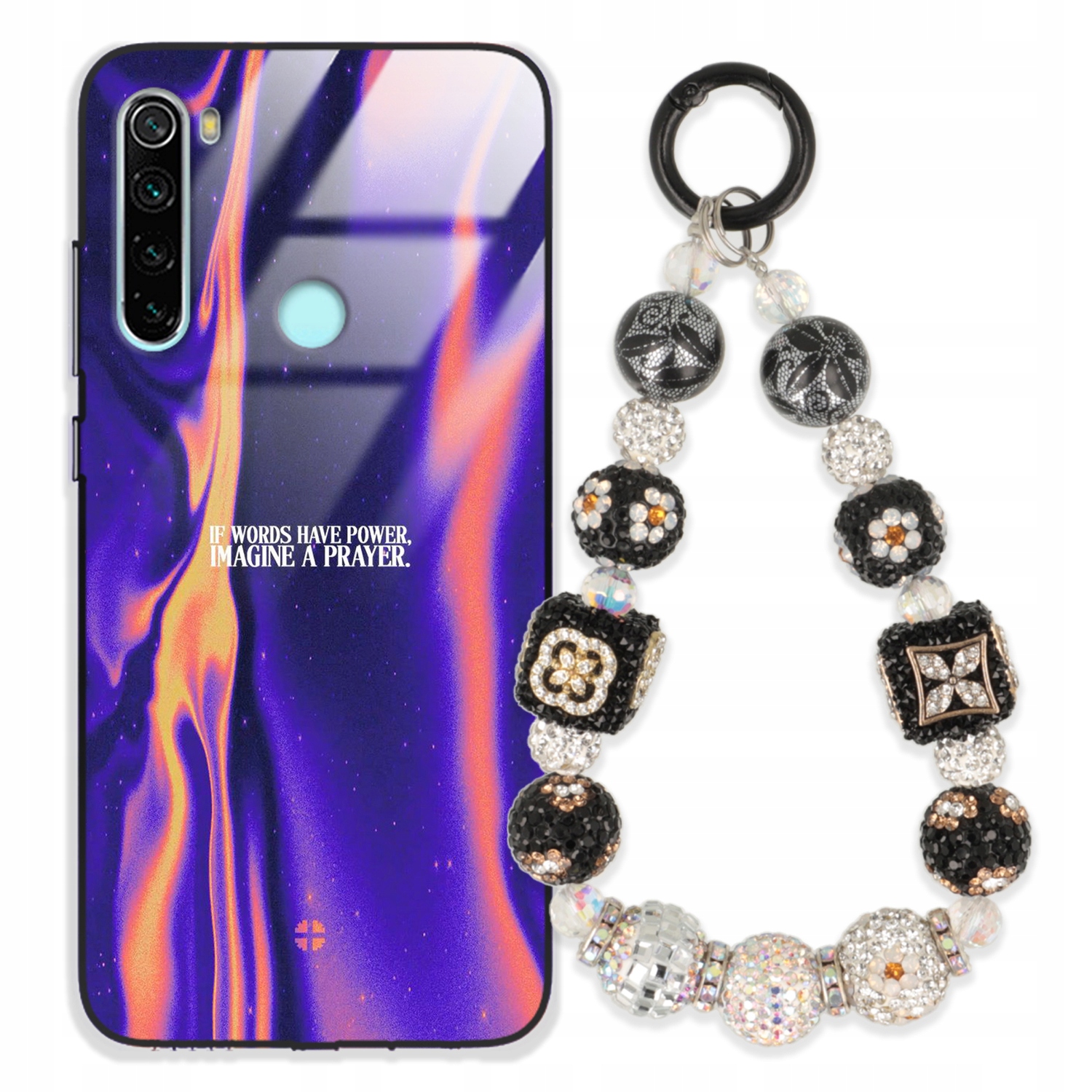 Pouzdro Pro Xiaomi Redmi Note 8 Glass Přívěsek Na Klíče Elegantní Kryt Premium Wz