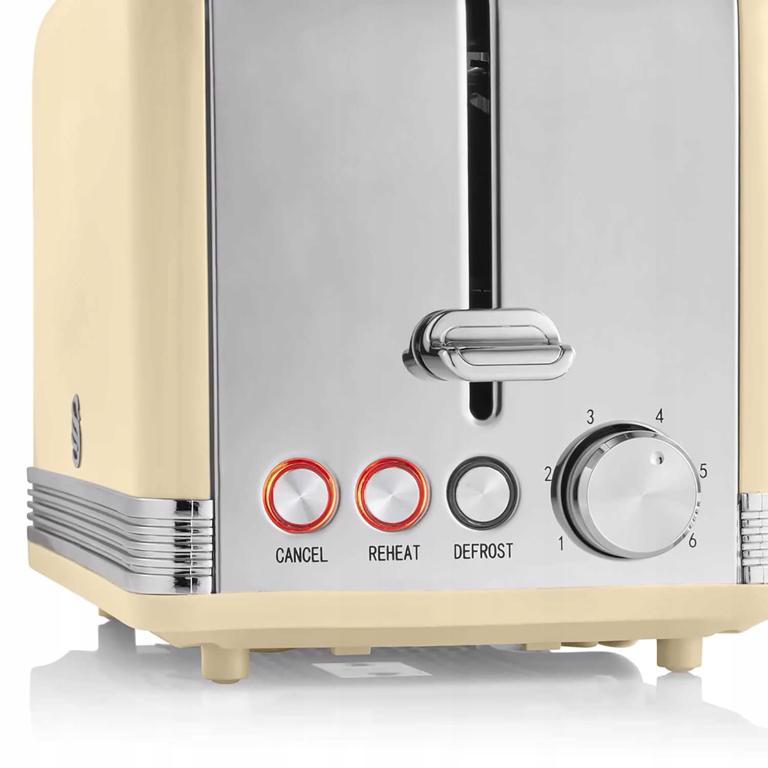 SWAN Retro Toster 2-Slotowy Vintage Design 6 Stopni Regulacji 815W Kremowy — miniatura 5