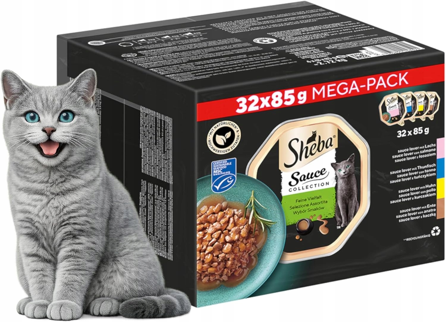 Sheba Kompletní Krmivo pro dospělé kočky Paštika Rybí a masové příchutě 2720 g