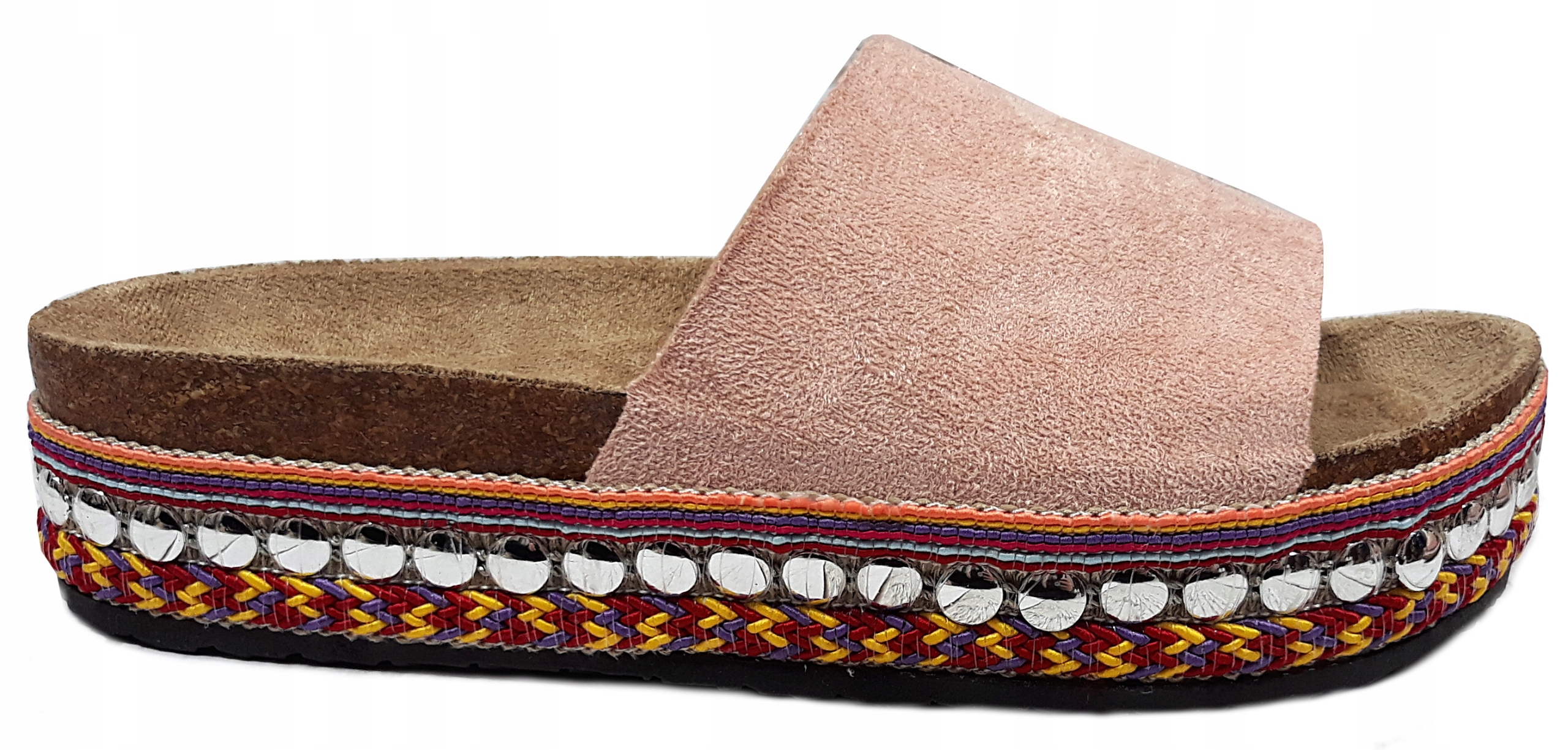 Zamszowe Klapki Boho Na Platformie 39