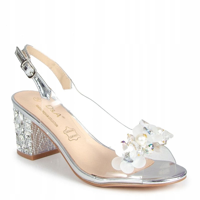 S.barski MR51-727 Transparentní Sandály S Ozdobou, Stříbrné 37