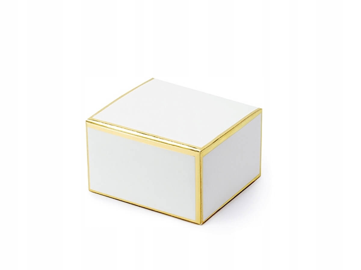 pudełeczka w kolorze białym ze złotymi metalizowanymi brzegami, wymiary po złożeniu ok. 6 x 3,5 x 5,5 cm. 10 szt.) — 2
