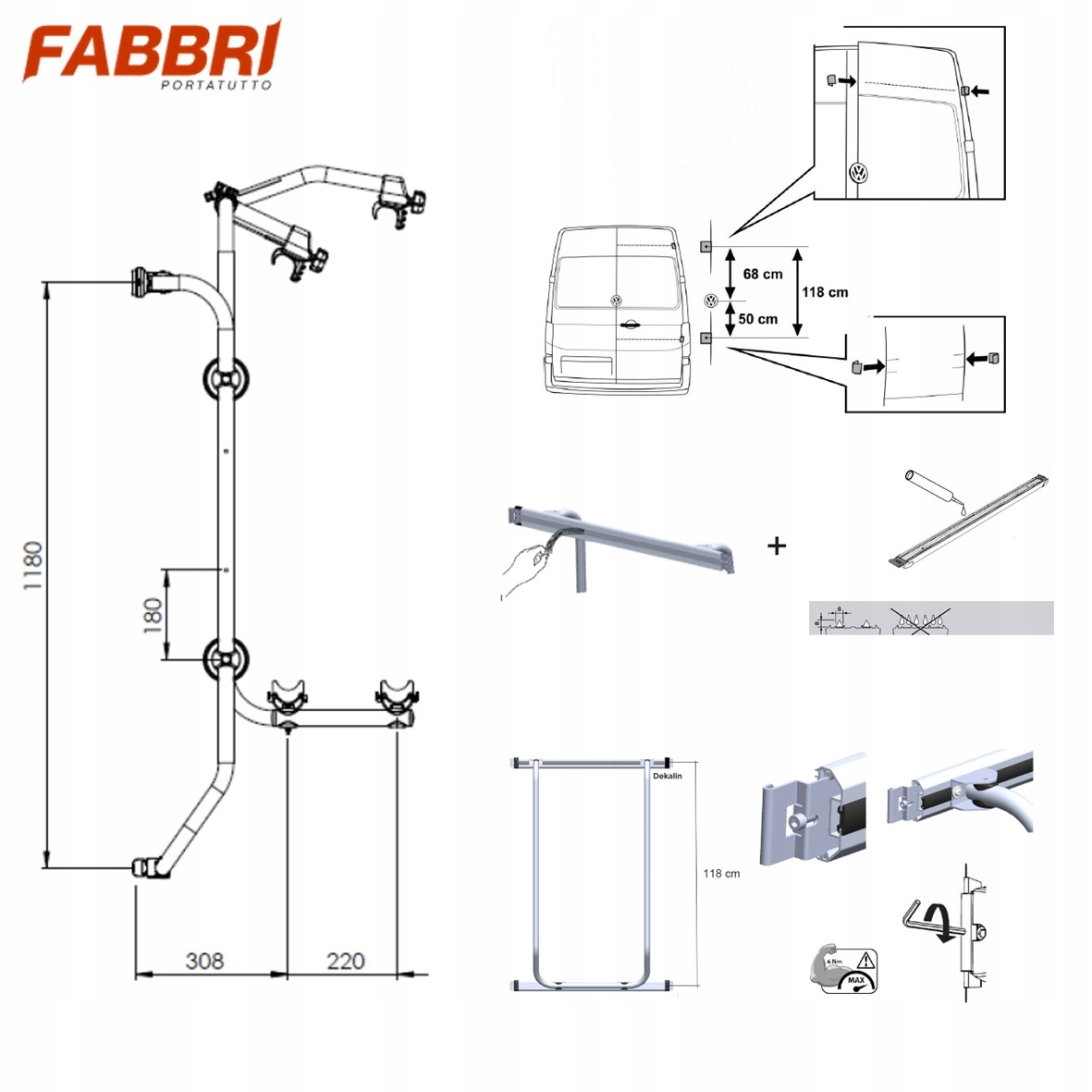 Bagażnik Uchwyt Rowerowy na Klapę Ducato Jumper Boxer 2 Rowery Srebrny Model BICI OK 2 CAMPER VAN