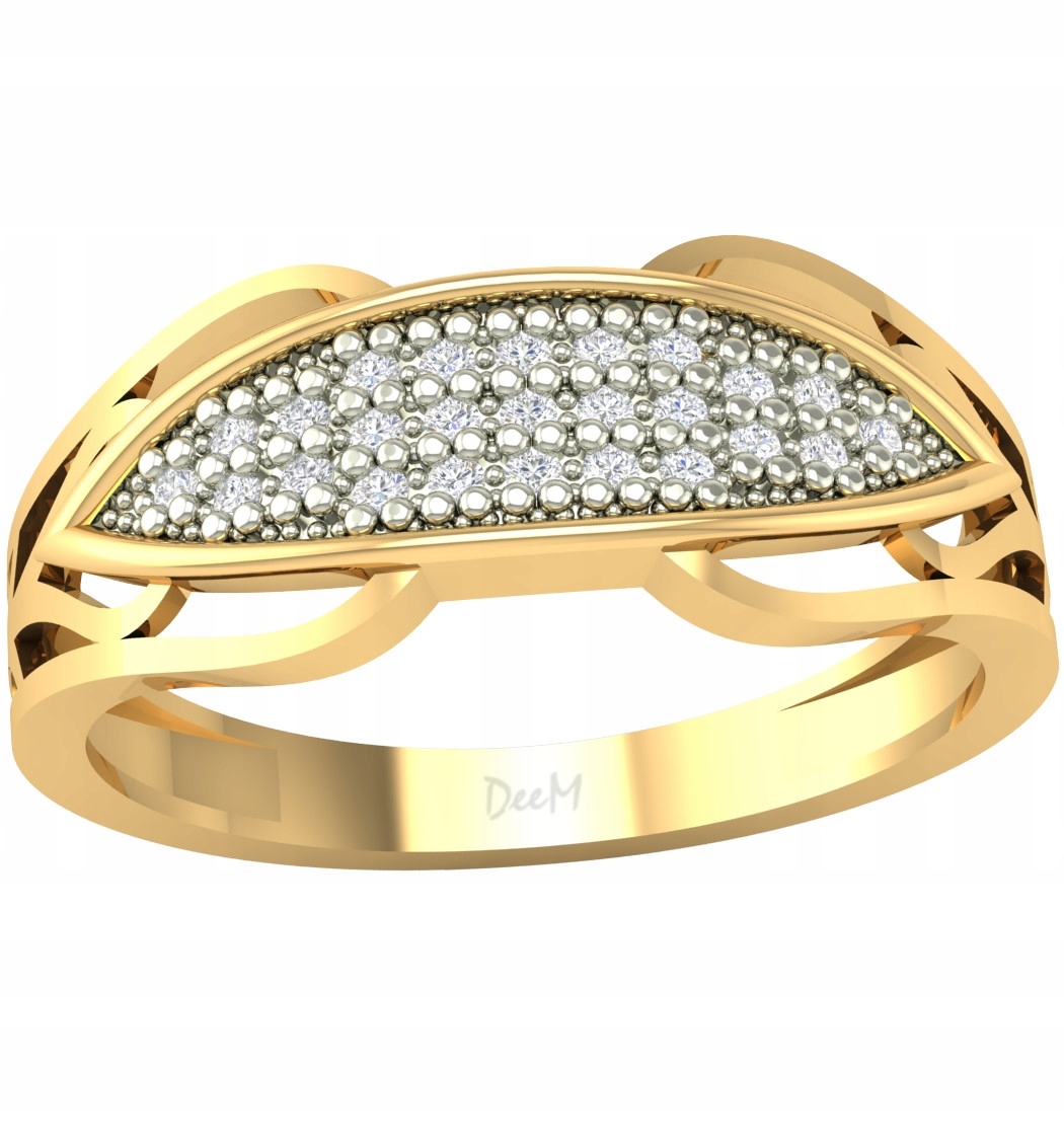 Prstýnek S Bílými Zirkony, Žluté Zlato 585