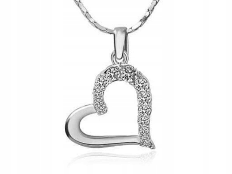 

srebrny naszyjnik ramka serca na prezent cyrkonie