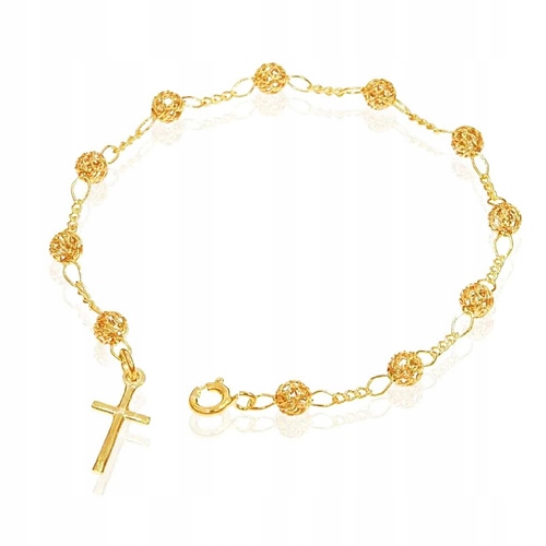 Zlatý Náramek růženec ze Stříbra 925 dárek Křest Svaté přijímání Desítka