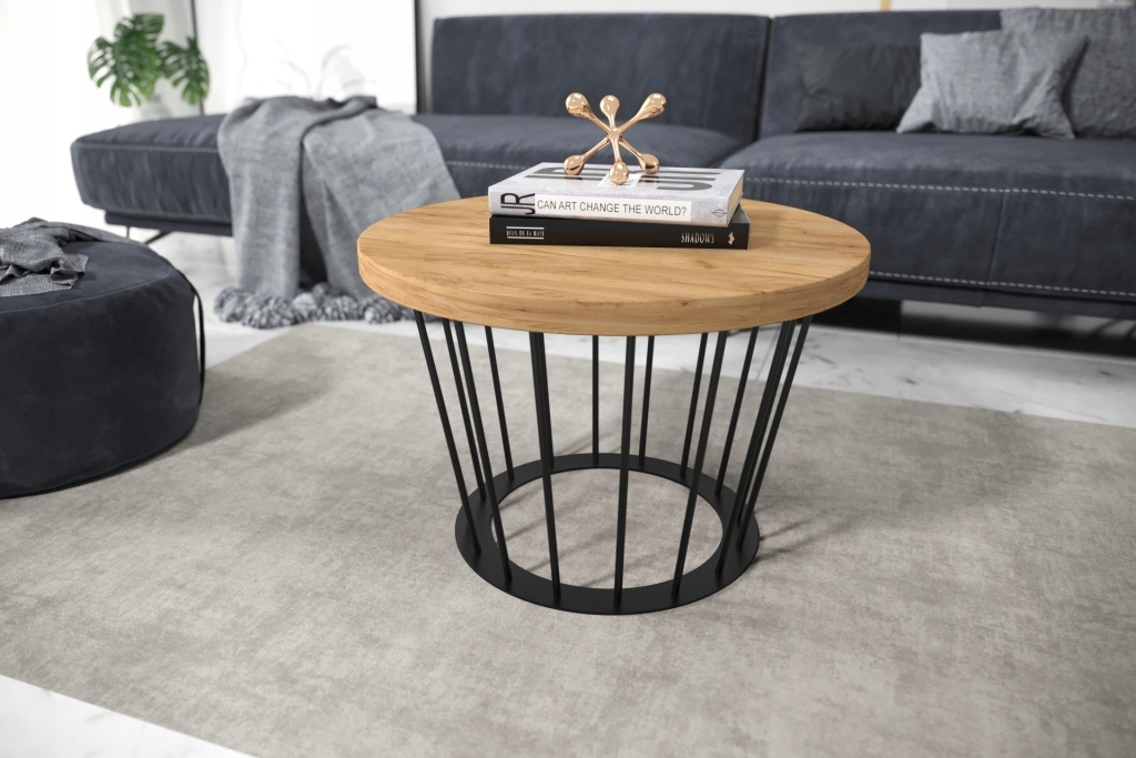 

stolik kawowy Loft okrągły fi 65cm dąb Lancelot