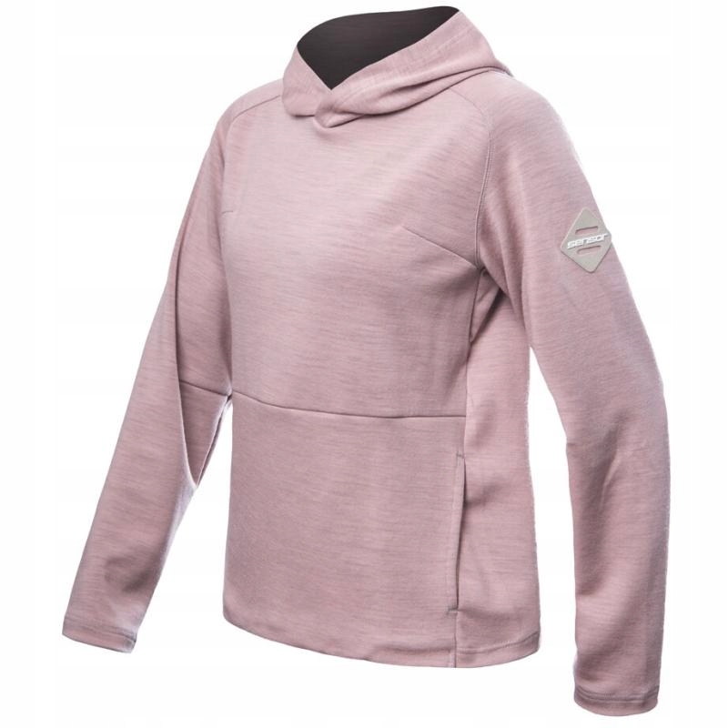 Sensor Mikina Merino Upper Traveller dámské s kapucí prachově růžová L