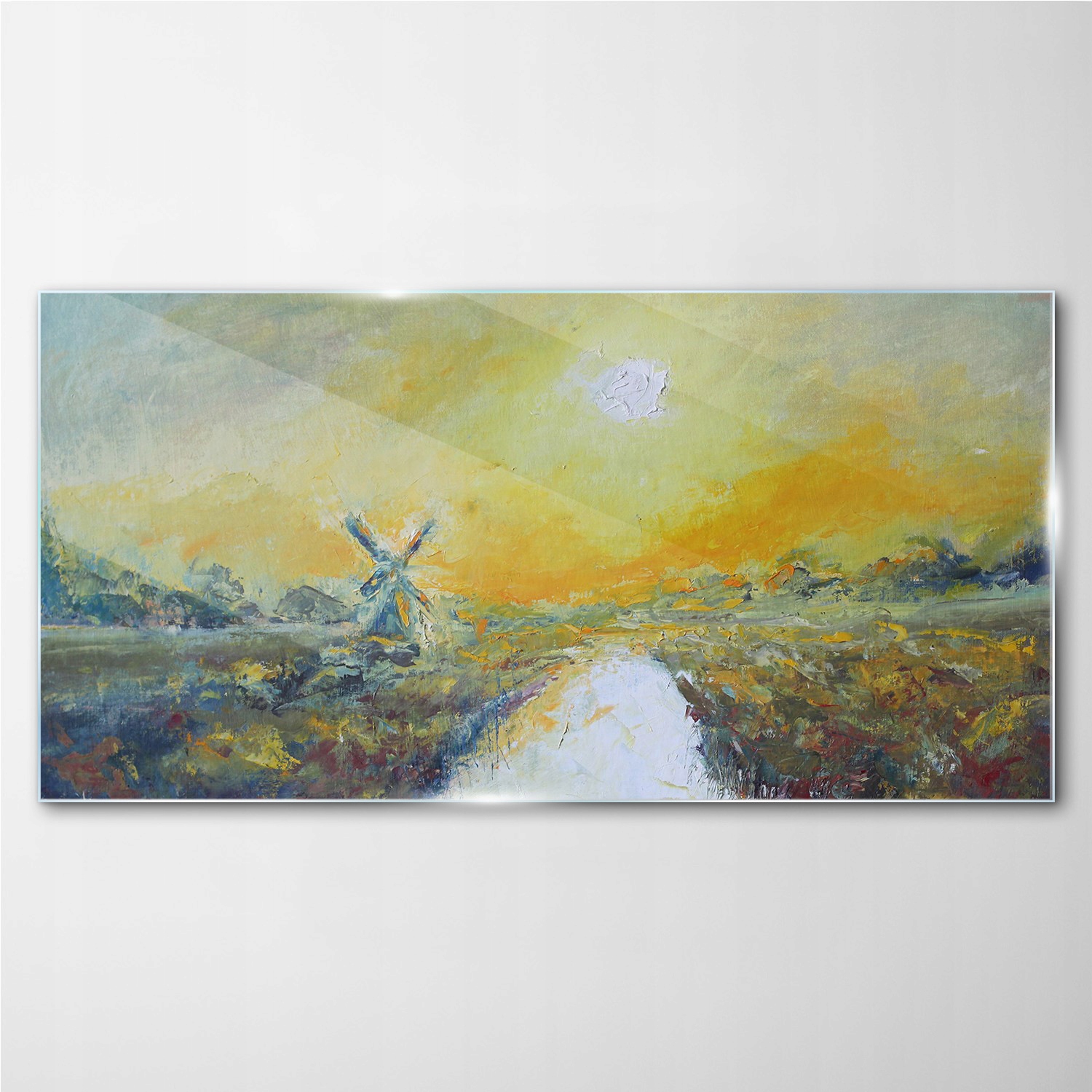 

Foto-obraz szklany Wieś młyn zachód słońca 100x50