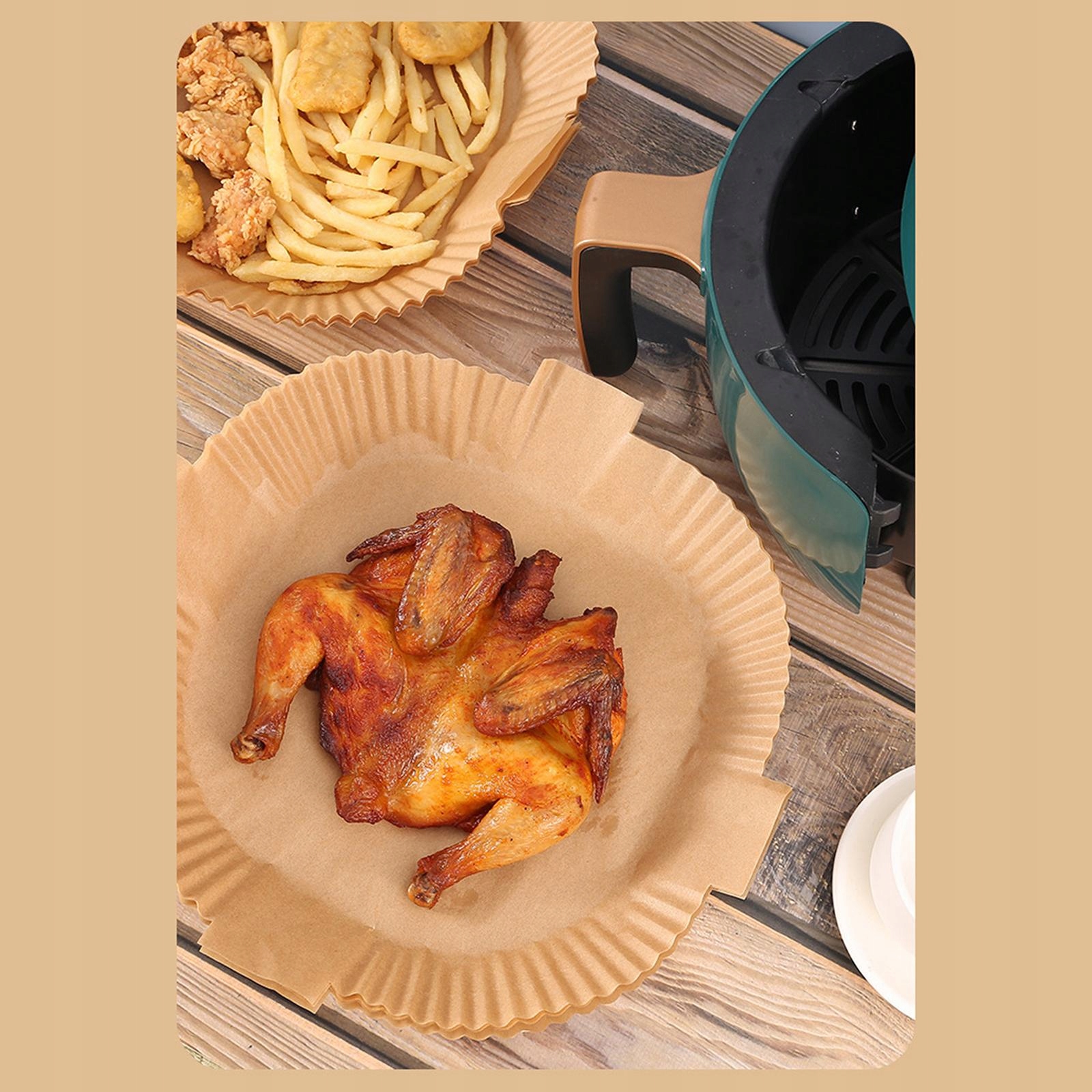 120Pcs Air Fryer Pot Paper Food Containers Baking Kolor dominujący ecru