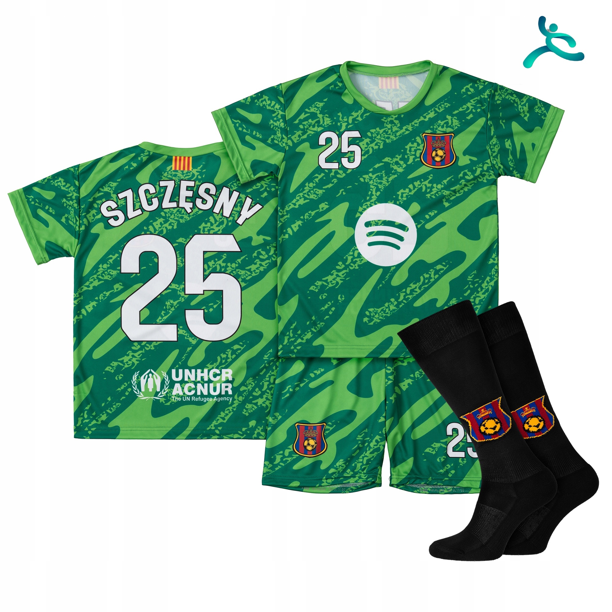 Strój komplet piłkarski getry Szczęsny rozm. 128