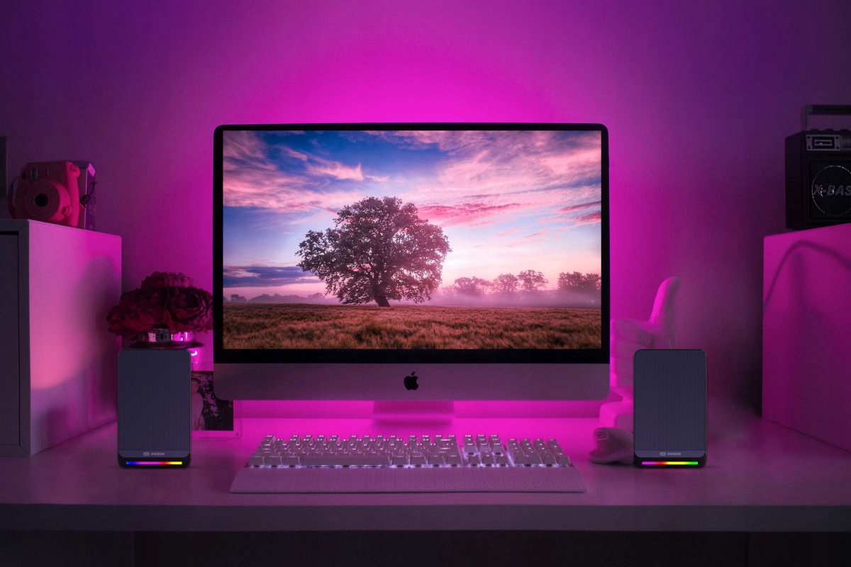 GŁOŚNIKI KOMPUTEROWE GAMINGOWE Z LED RGB USB JACK Model MINI-S4-RGB