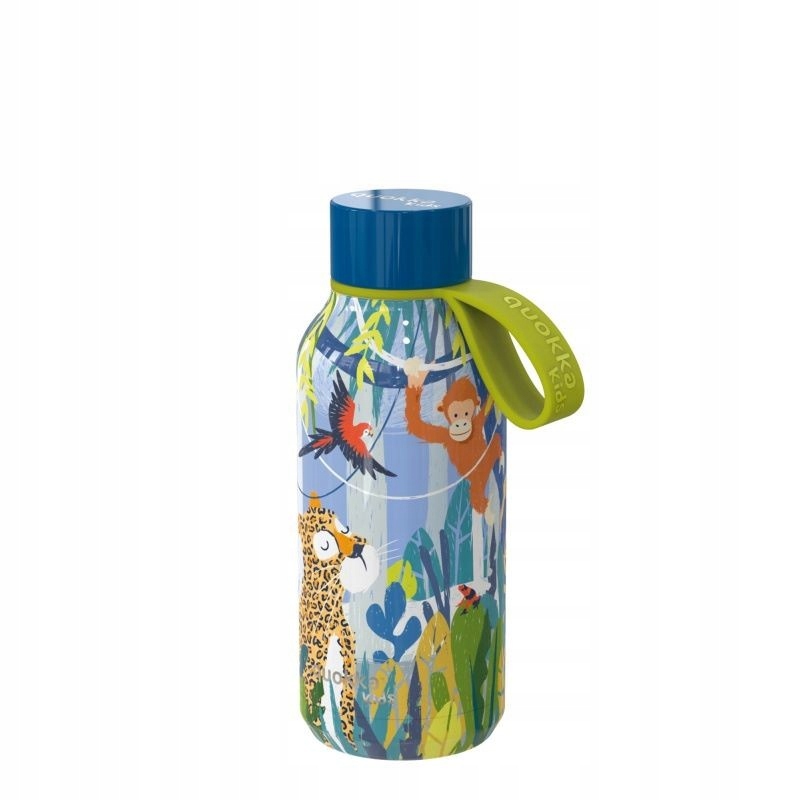 Quokka Kids Jungle, butelka termiczna ze stali nierdzewnej, z pętelką, 330ml