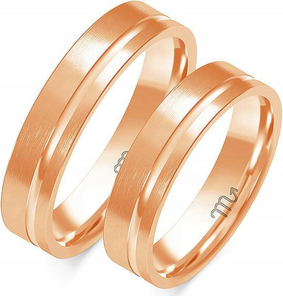Růžový zlatý snubní prsten 14Kt 585 r 8 9 10, originální s gravírováním