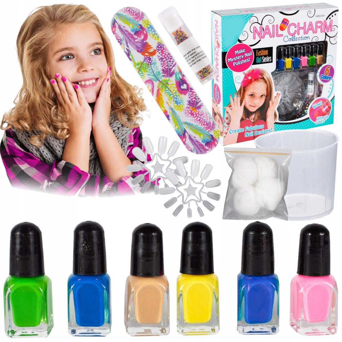 ZESTAW DO MALOWANIA PAZNOKCI KREATYWNY dla DZIECI STUDIO LAKIERY MANICURE Szerokość produktu 23 cm