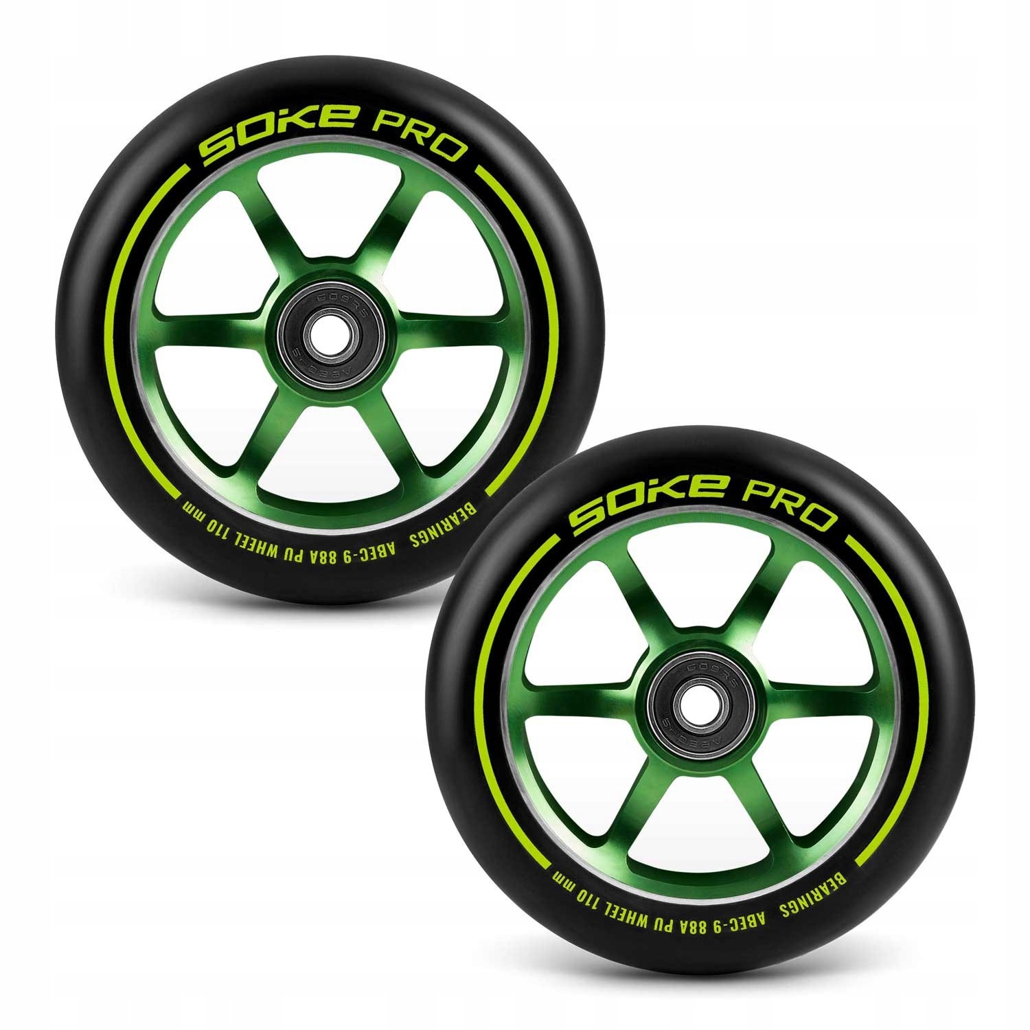Kółka do hulajnogi 110 mm zielone 2 szt Twardość kół 88A