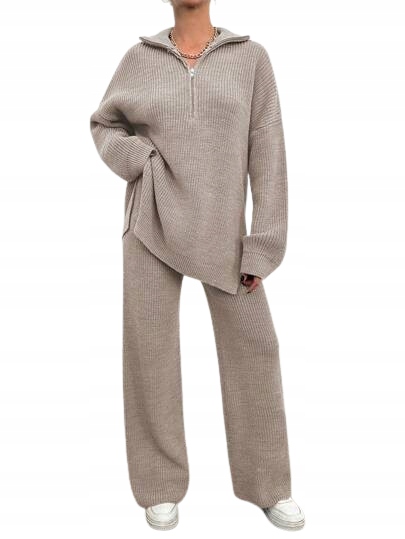 Shein Dámský Pletený Komplet Béžový M 1KE