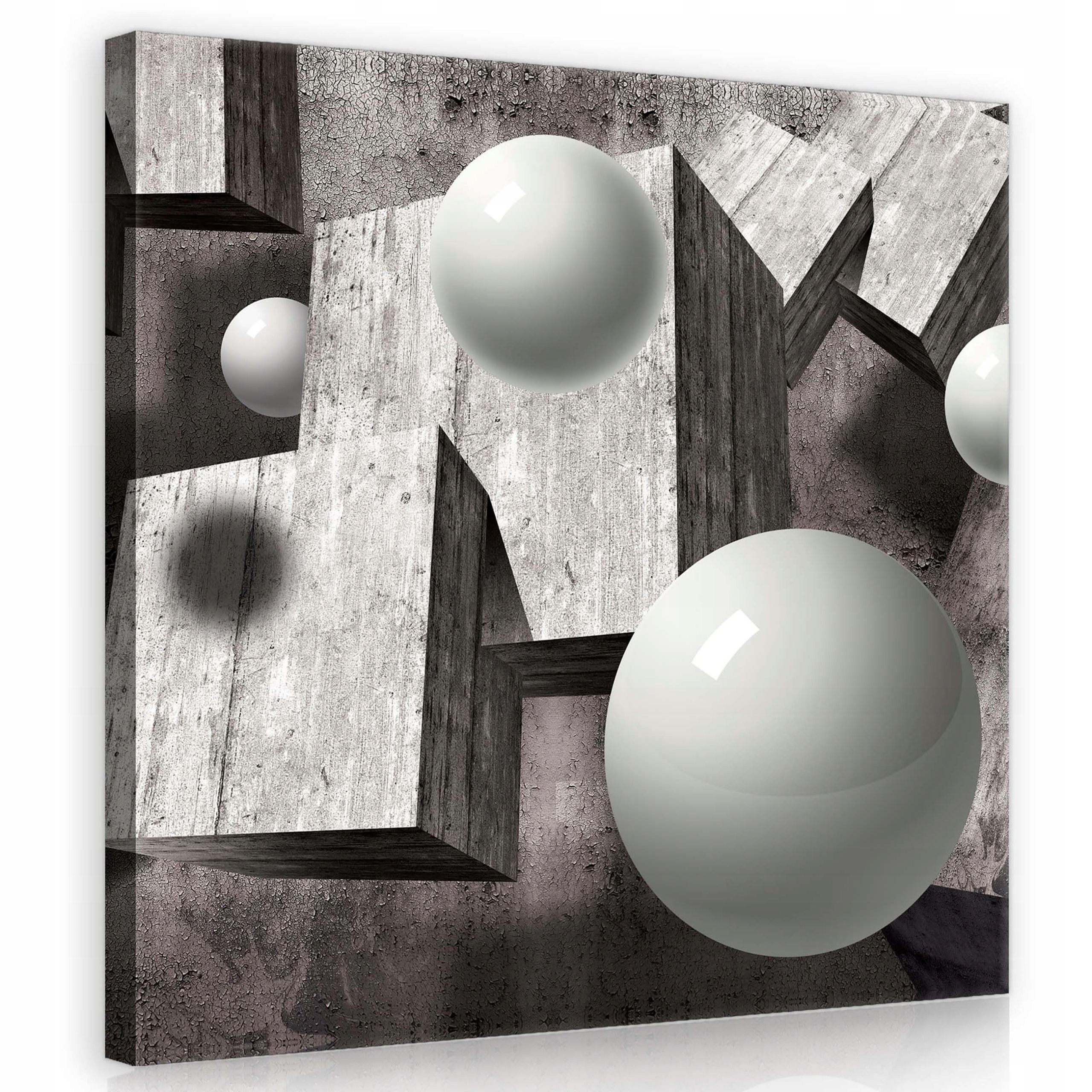 Obraz 80x80 Šedé sféry Geometrie prostoru Abstraktní loft Iluze