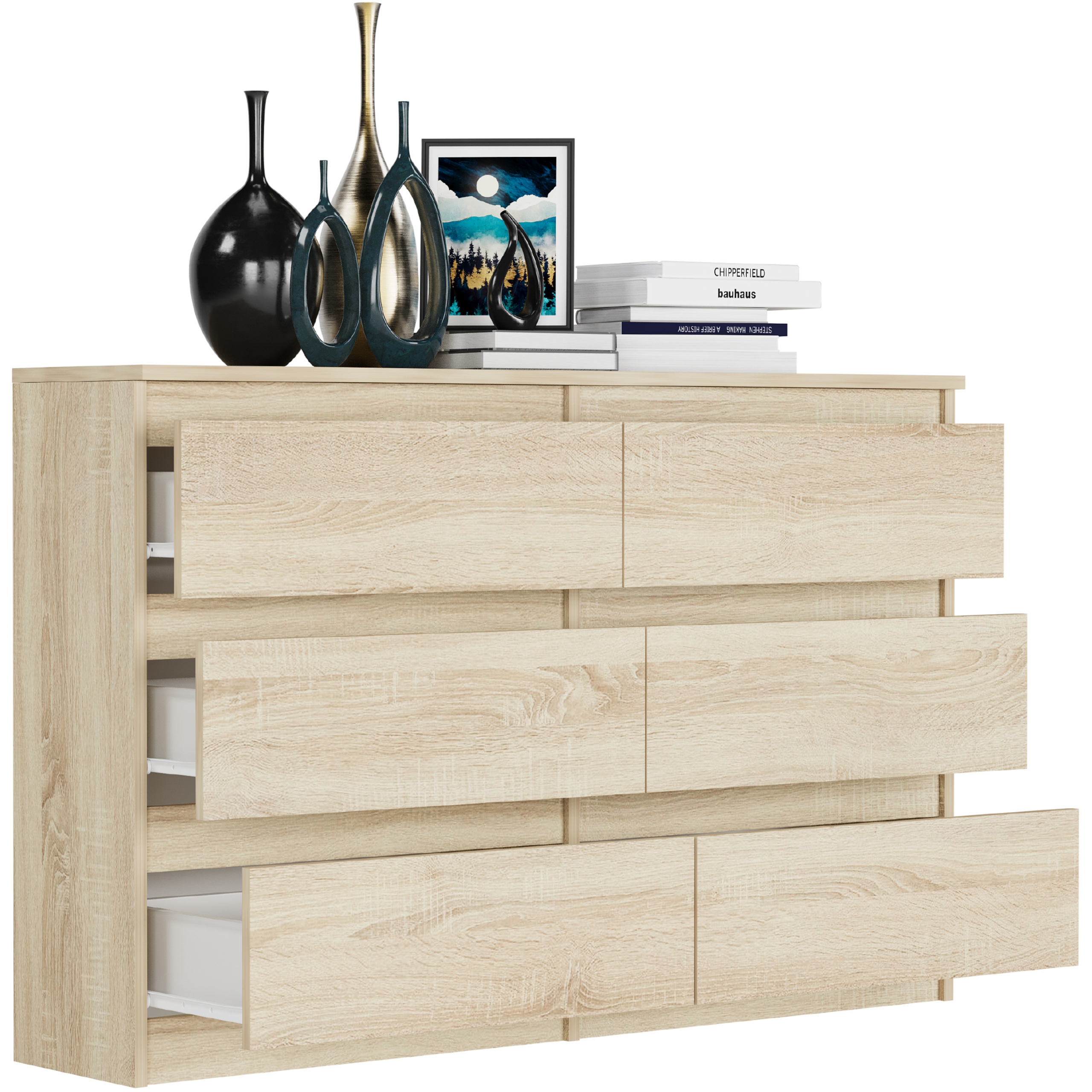 KOMODA 120CM SZAFKA 6 SZUFLAD R-120 SONOMA