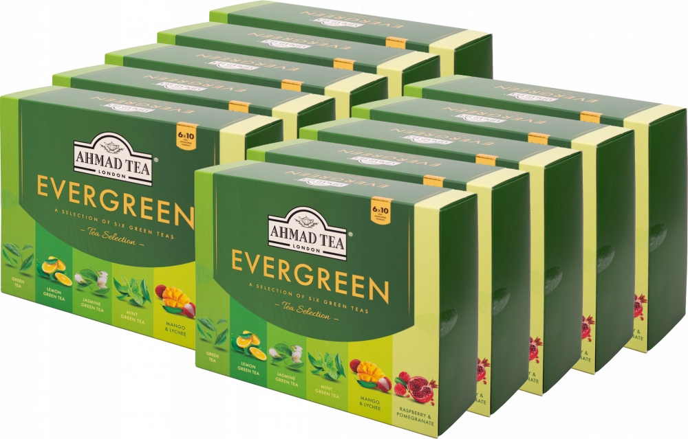 Zestaw herbat zielonych Evergreen Ahmad Tea 60 torebek x10