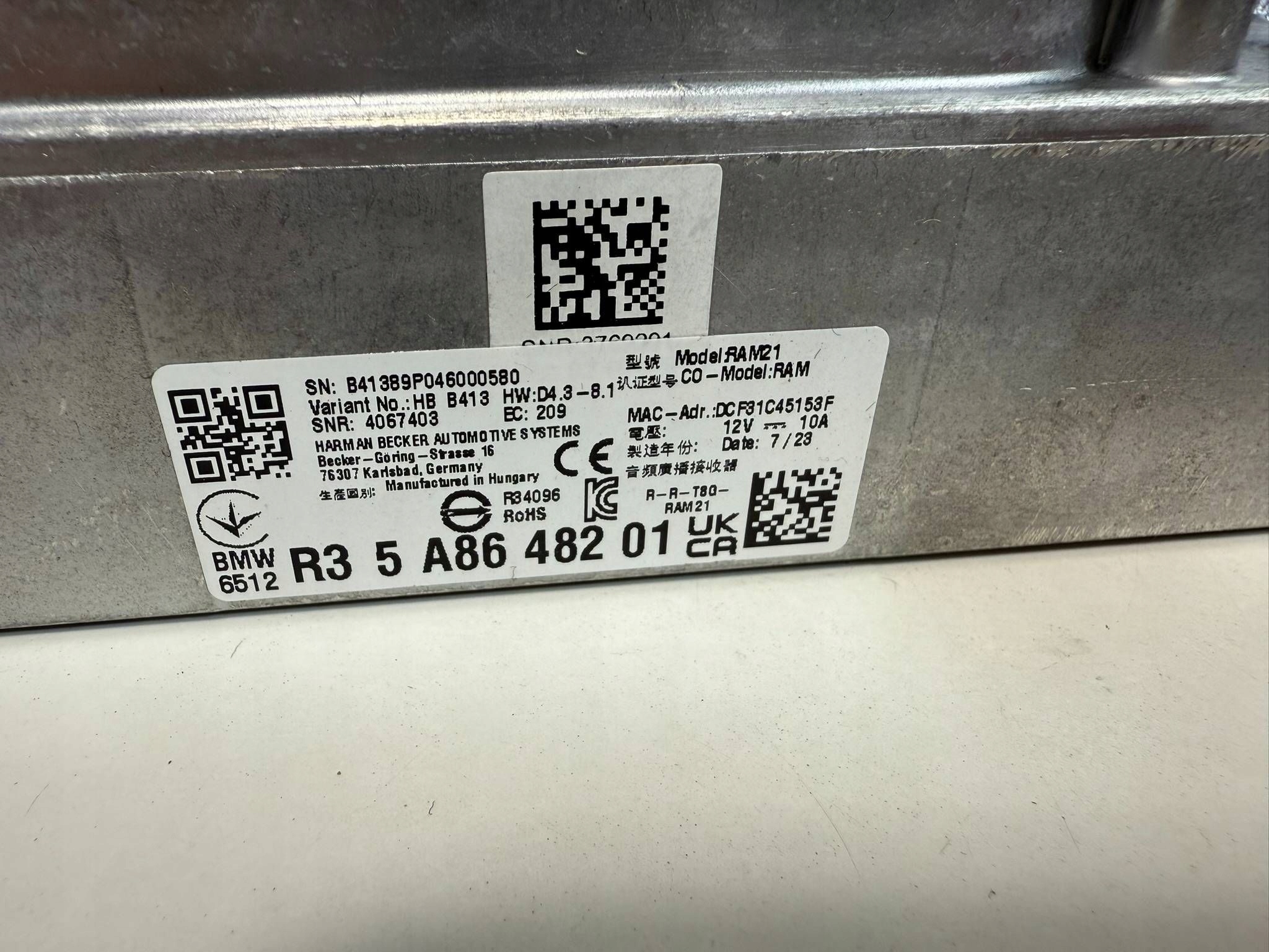 BMW G26 amplifier module AUDIO DAB HIGH ECO 5A86482 G20 G30 G01