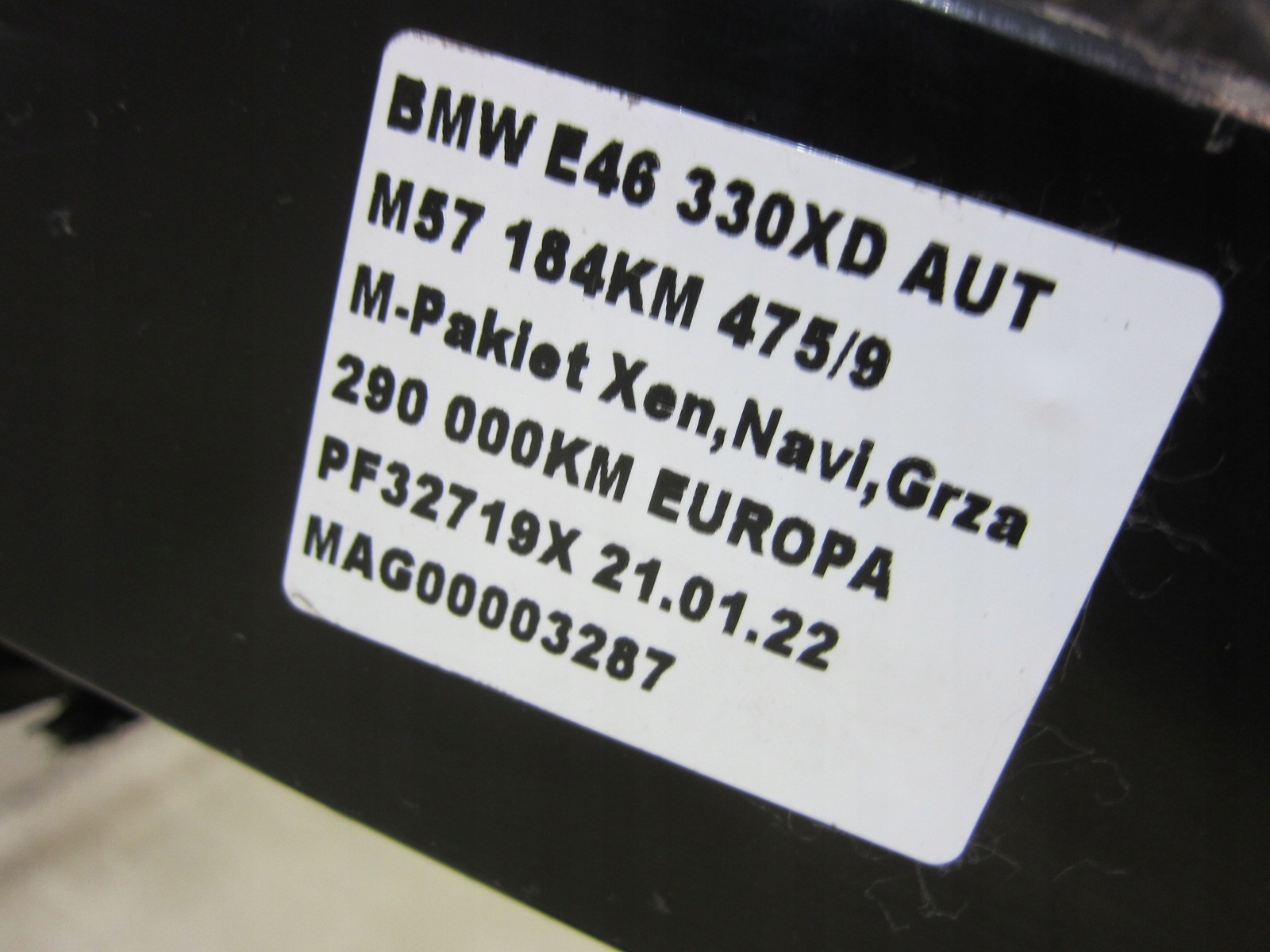 BMW E46 330XD 4X4 subframe axle beam sider below engine