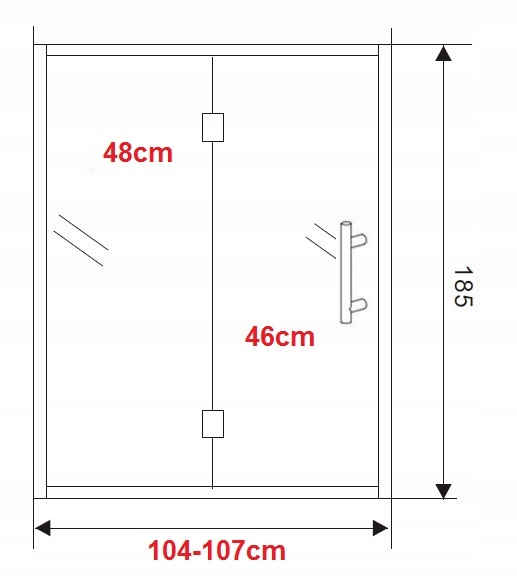 Czarne BLACK Drzwi składane 105 regulacja 104-107 Szerokość produktu 105 cm