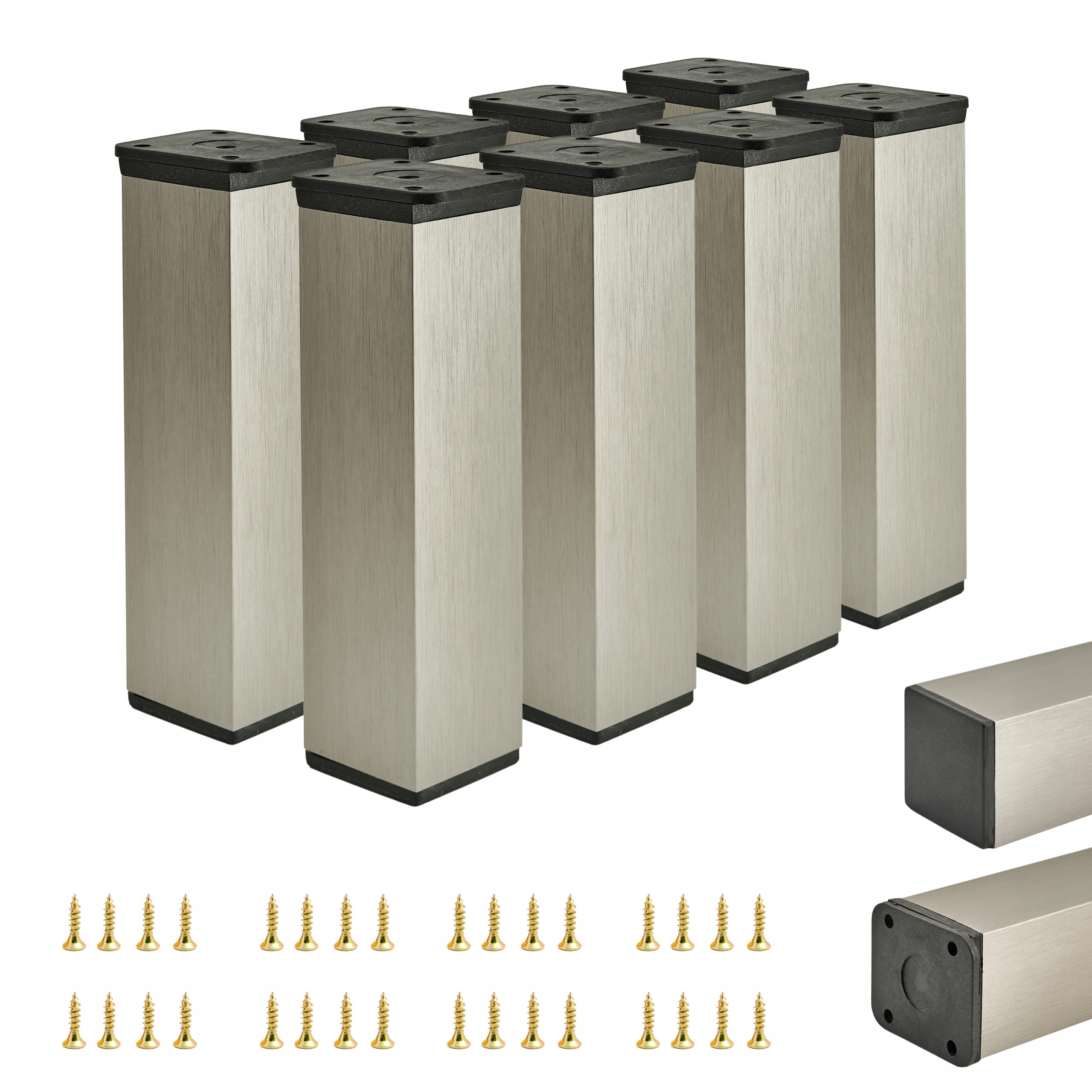 8x Noha Nábytková Noha Stopka Nastavitelná 15 CM Inox