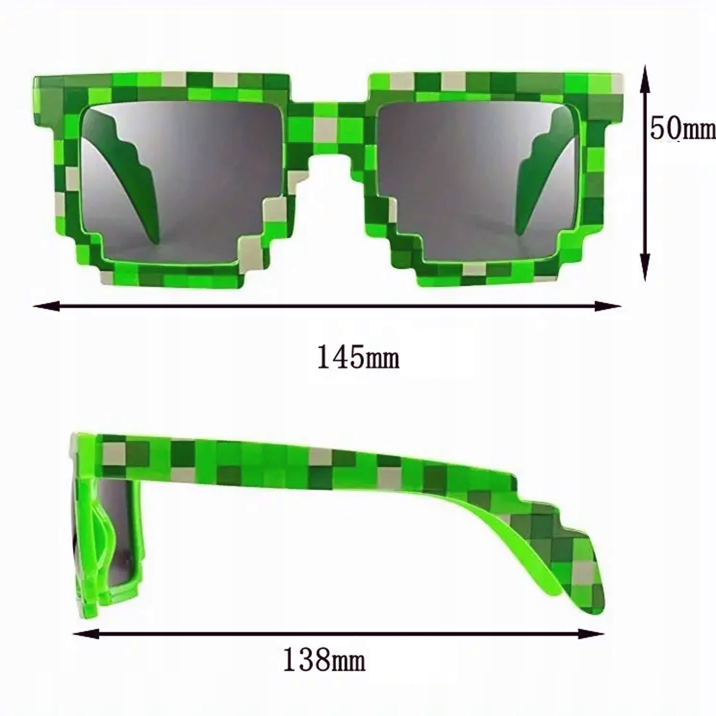 Okulary przeciwsłoneczne MINECRAFT gra pixel Steve Creeper UV400 Rodzaj przeciwsłoneczne