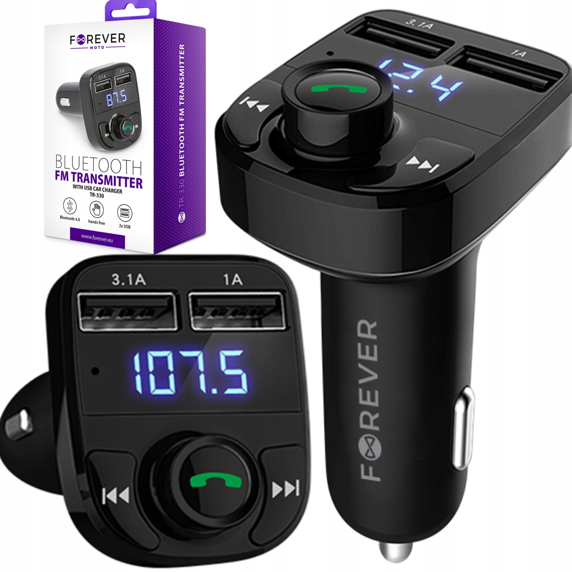 Transmiter FM Bluetooth ładowarka samochodowa USB - Sklep, Opinie, Cena w
