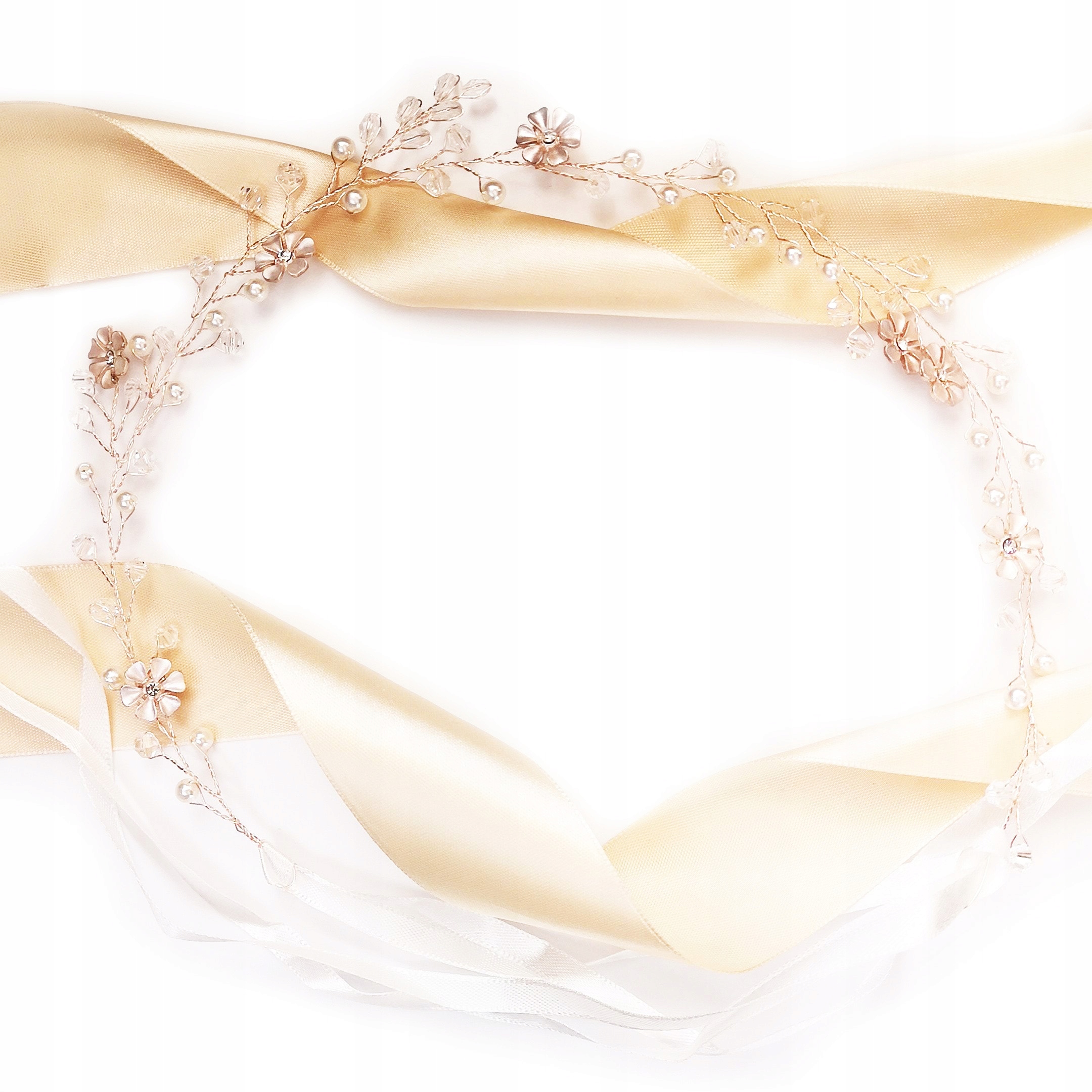 

Delikatna opaska kwiaty rose gold pereły kryształy