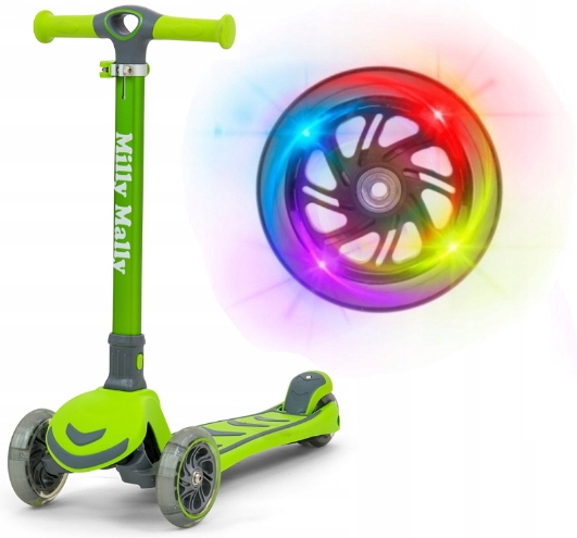 Solidna HULAJNOGA dla dzieci trójkołowa LED! Boogie Green 3+ ZIELONA JAKOŚĆ