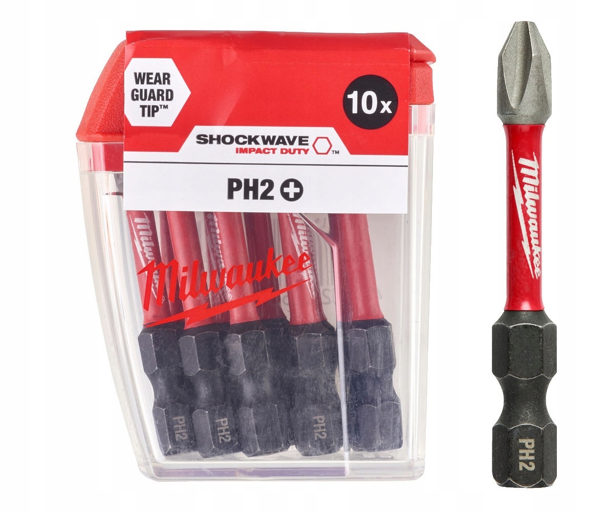 

Milwaukee końcówki bity Ph2 x 50 Shockwave 10sztuk