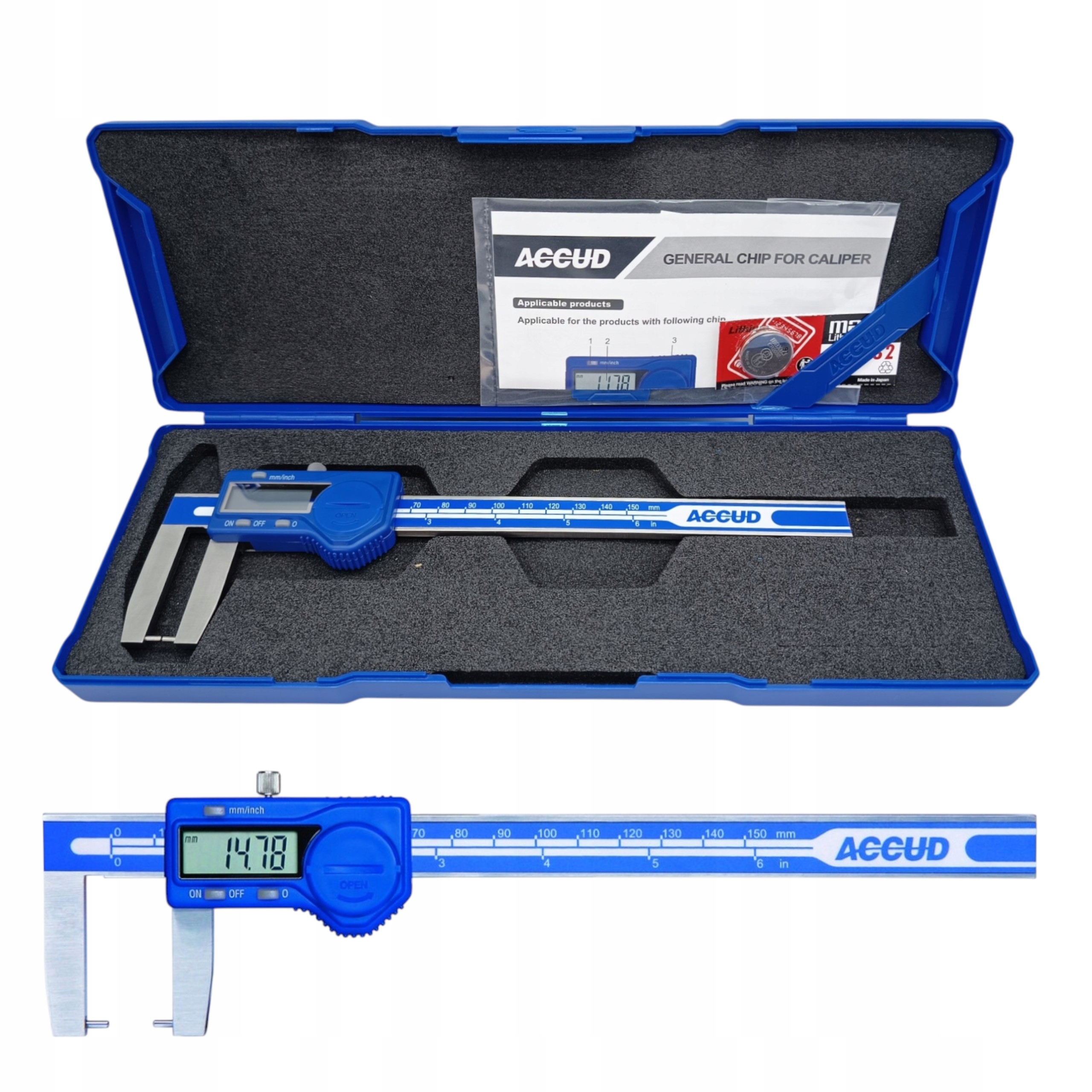 Suwmiarka elektroniczna do kanałków pomiarów zewnętrznych 0-150 mm Accud