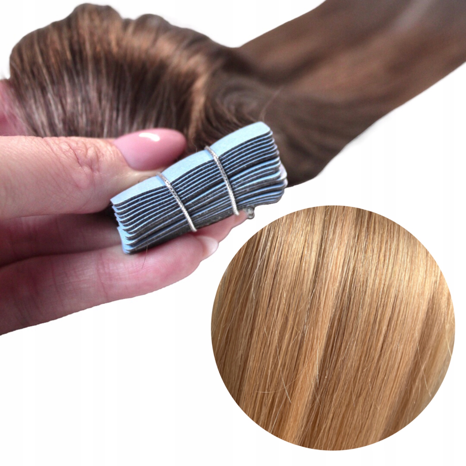 Tape On Přírodní Vlasy Sendviče 50cm 20 Ks #27