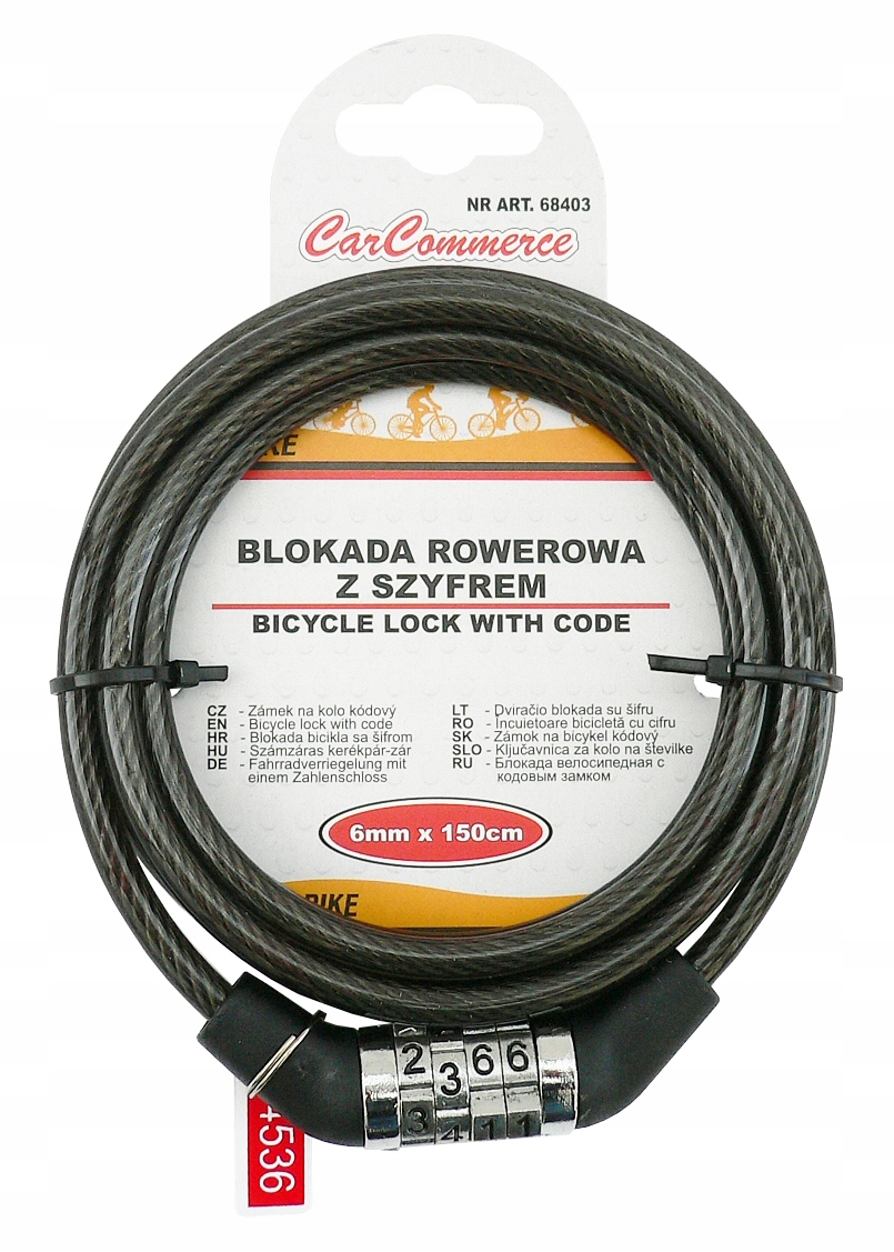 

Blokada Rowerowa 6mm x 150cm z Szyfrem CarCommerce