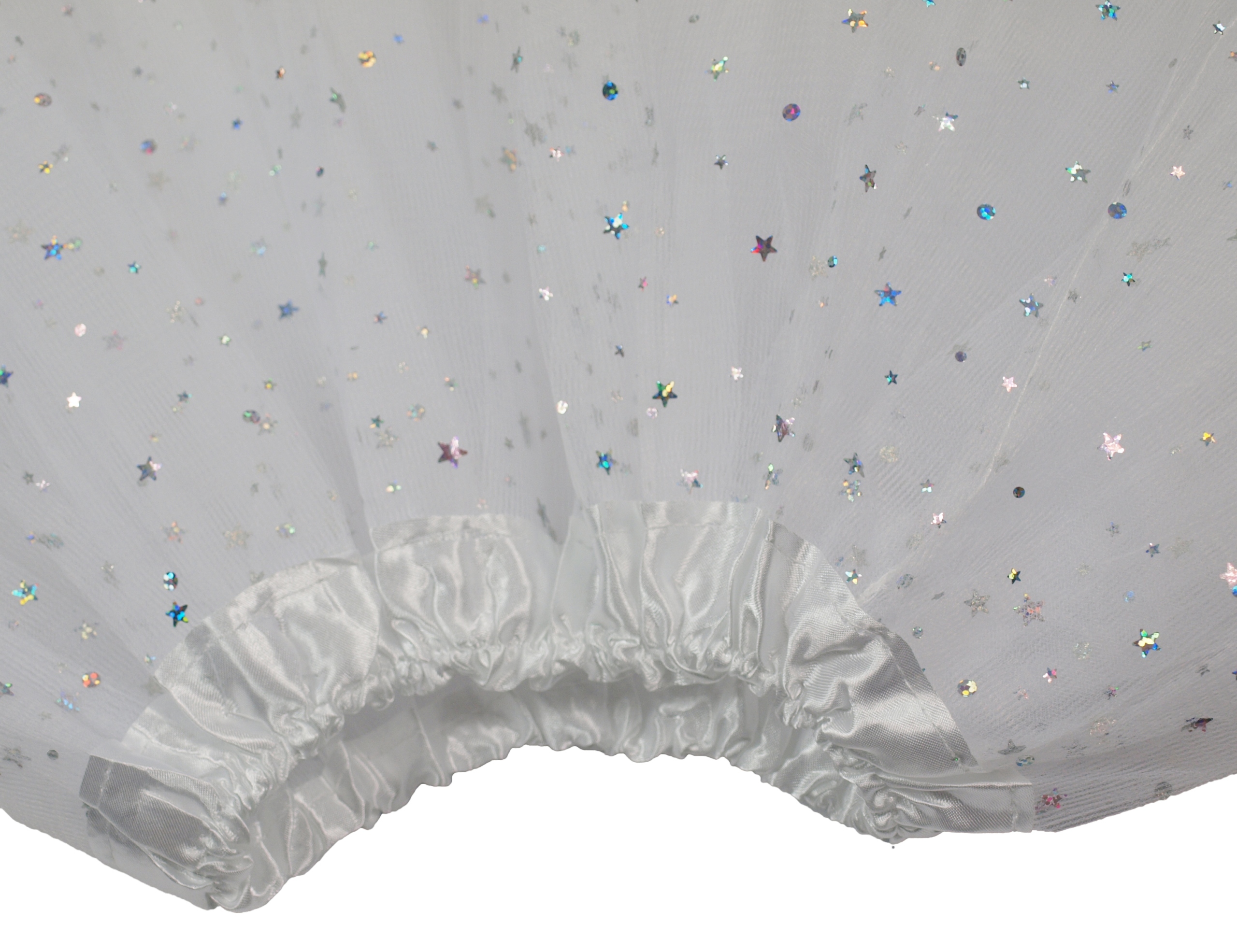 SPÓDNICZKA TIULOWA SPÓDNICA w GWIAZDKI z podszewką 30 cm biała - aniołek Rozmiar 32