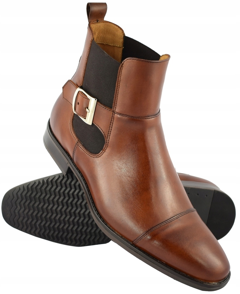BUTY SZTYBLETY MĘSKIE SKÓRA BRĄZ 44 29,5 cm PAN