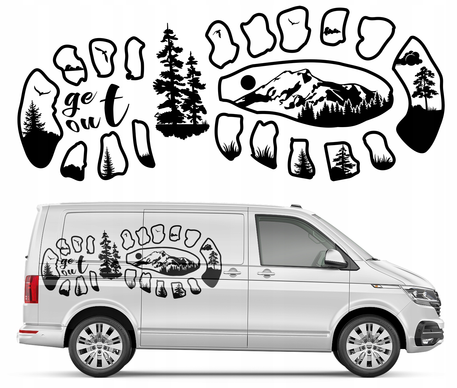 Samolepka Vzor Auto Camper Otisk Boty 92x226cm