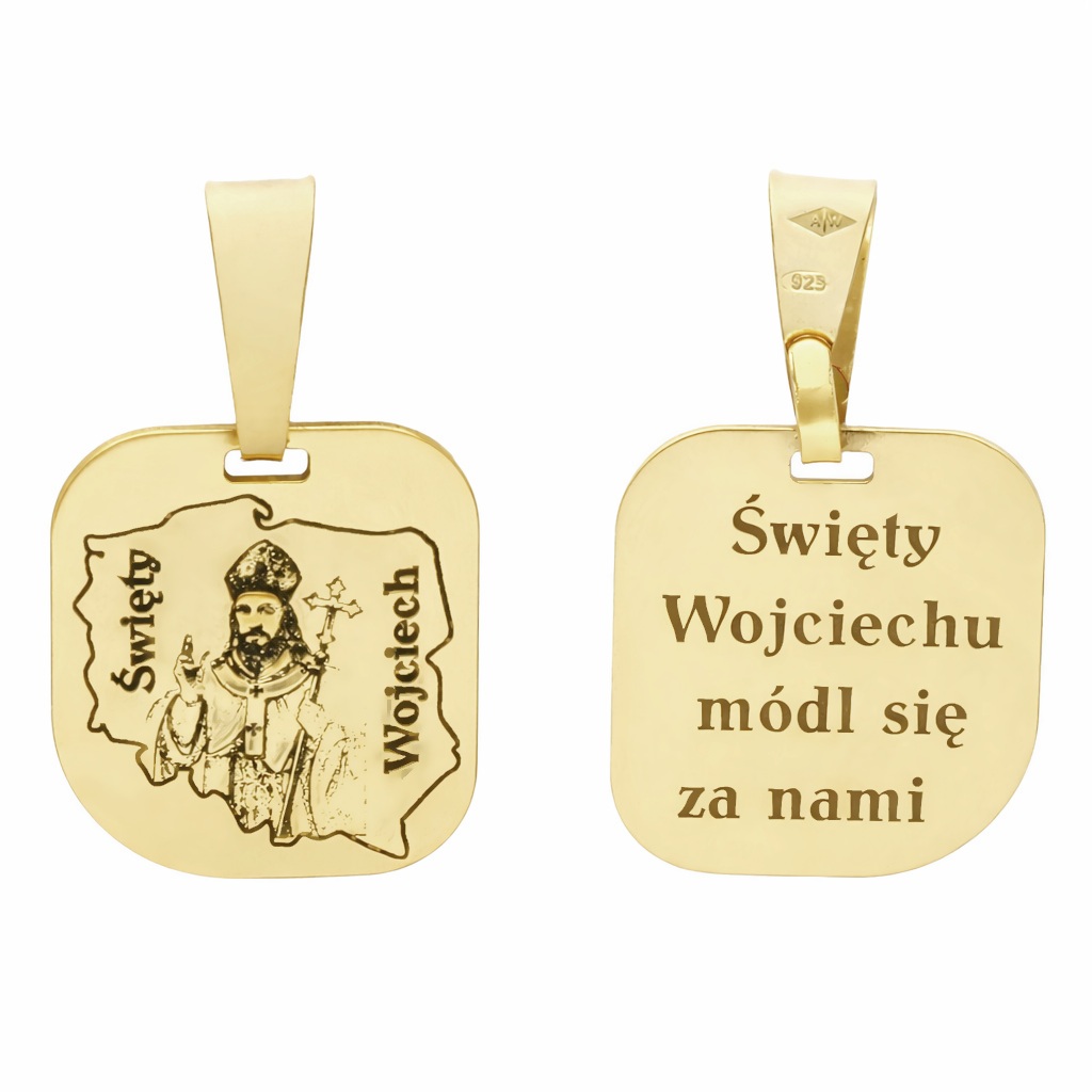 Stříbrný medailon Ag 925 pozlacený Svatý Vojtěch MDC012G