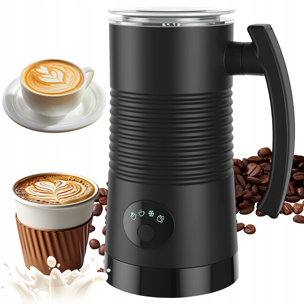 Elektrický Napěňovač Mléka 400 W, 4 Režimy Pro Kávu Macchiato, Černý