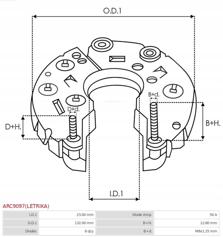 MOSTEK PROSTOWNICZY ALTERNATORA ARC9097(LETRIKA) Producent części AS-PL