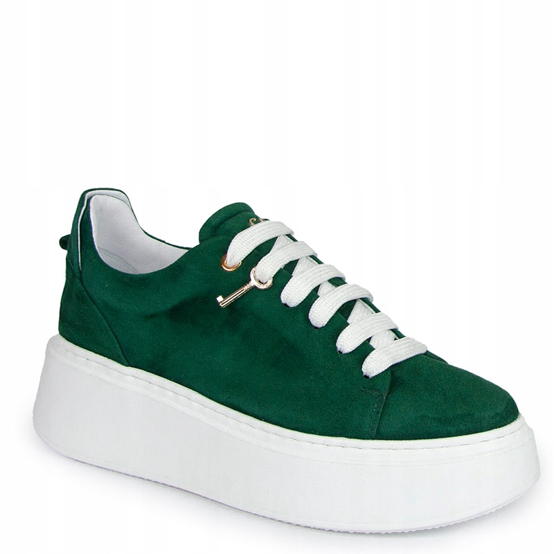 Carinii B9776 Bílo Zelené Kožené Tenisky 37