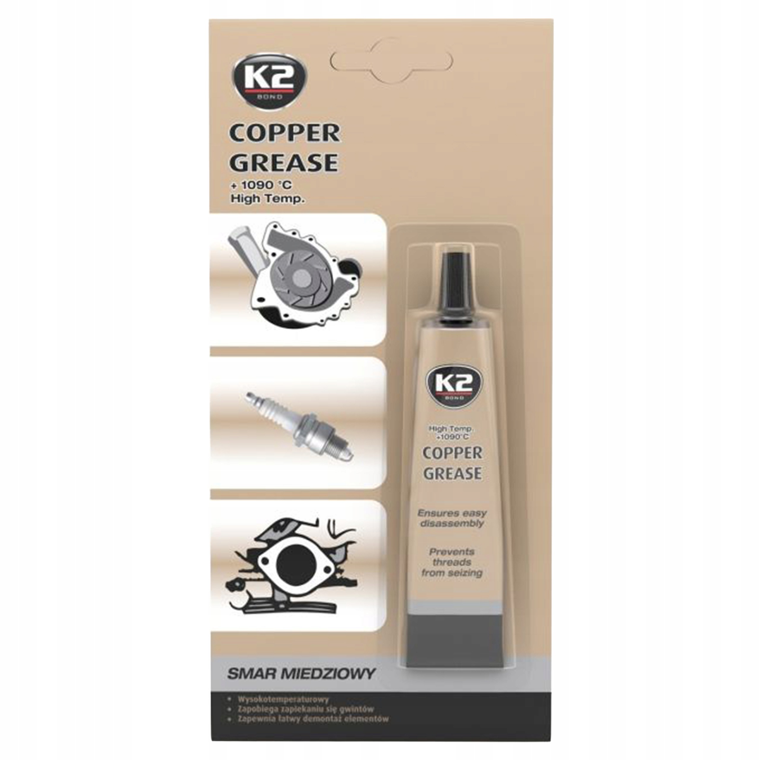 Smar miedziowy miedziany wysokotemperaturowy K2 Copper Grease 20g
