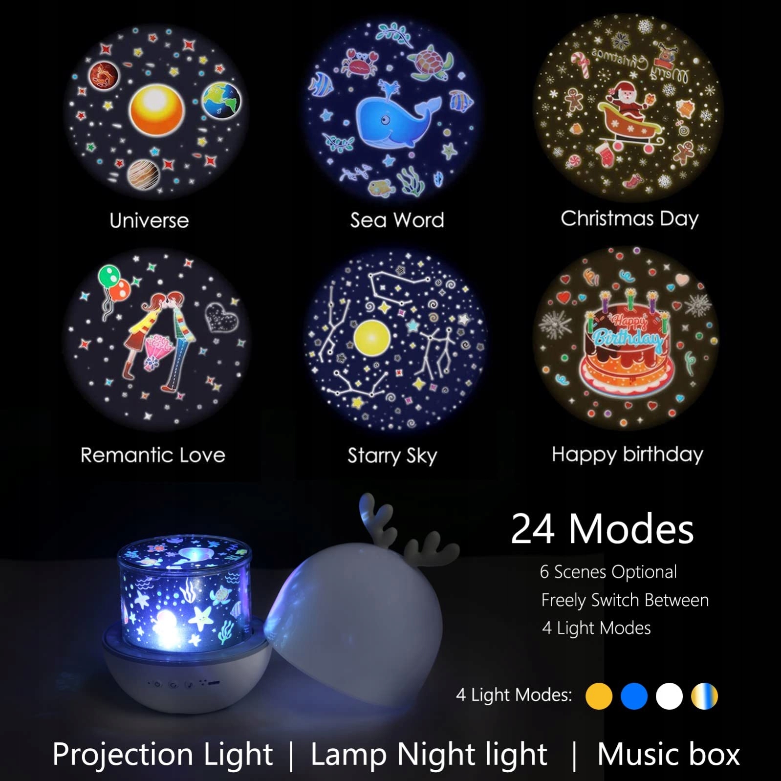 URAQT Lampka Nocna LED Projektor Gwiazd Kosmos — miniatura 3