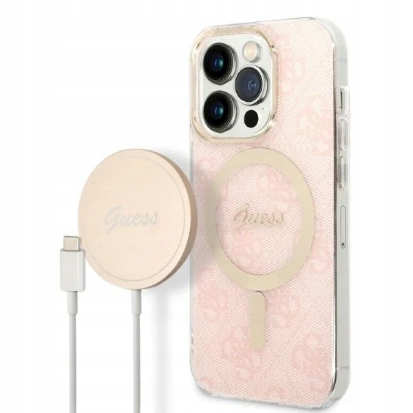 Sada Guess pouzdro bezdrátová nabíječka GUBPP14LH4EACSP pro Apple iPhone 14
